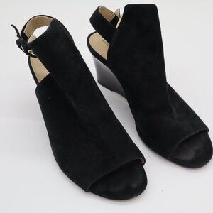 Adrienne Vittadini Fine Suede Leather Wedge Dress Shoe Black  Size 7.5